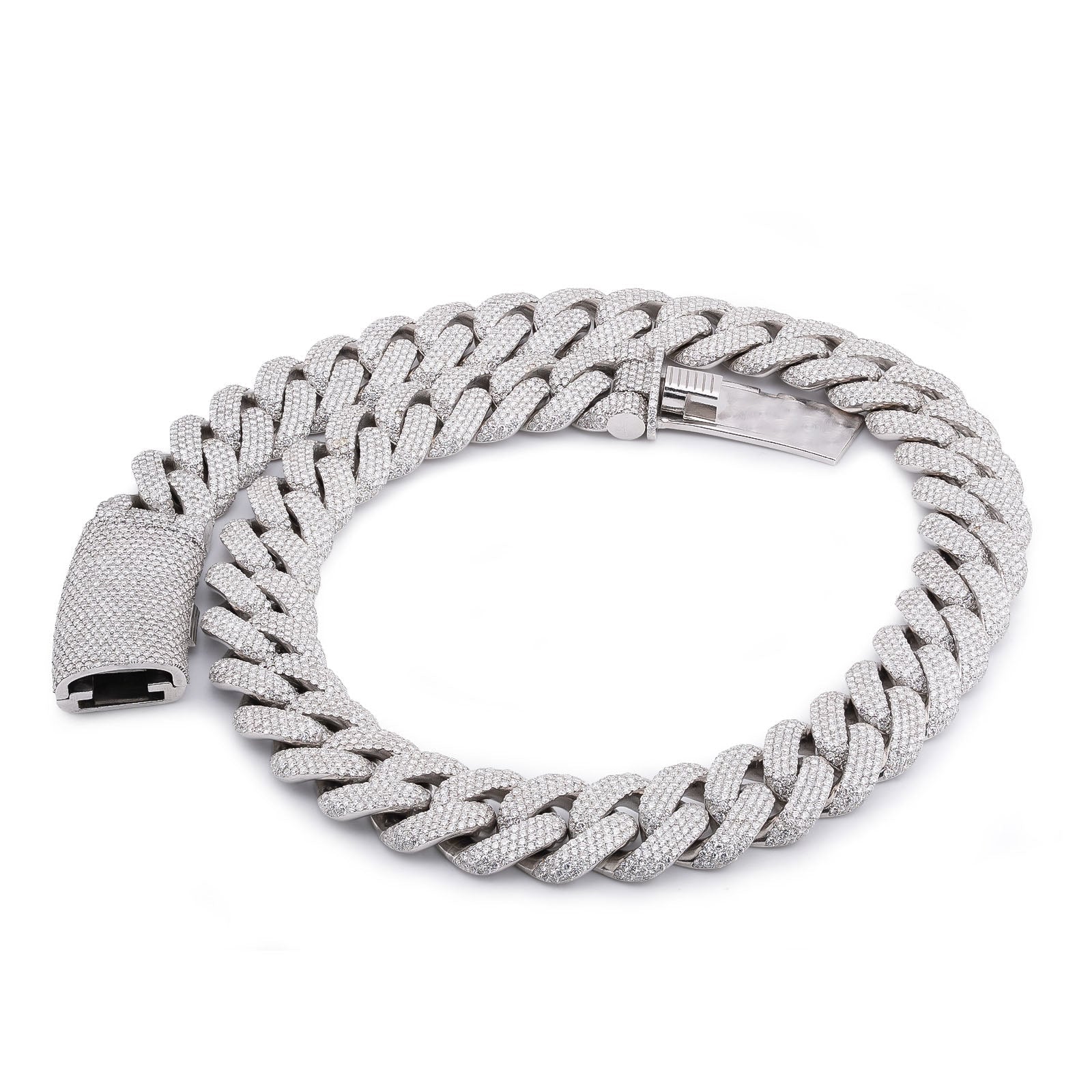 925 SS 20MM 76.45CT Cuban Link 447.2 Grams Lab Dimaond 22" Men Chain - Elite Jewelers-Necklaces