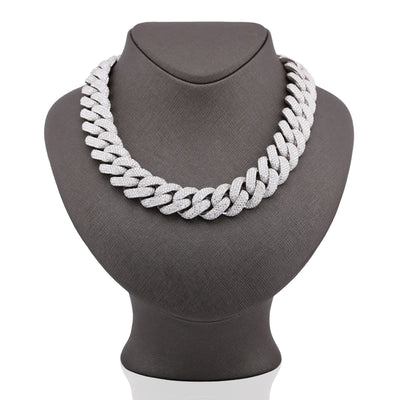 925 SS 20MM 76.45CT Cuban Link 447.2 Grams Lab Dimaond 22" Men Chain - Elite Jewelers-Necklaces
