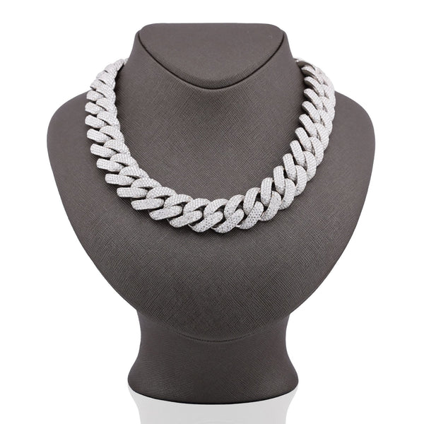 925 SS 20MM 76.45CT Cuban Link 447.2 Grams Lab Dimaond 22" Men Chain - Elite Jewelers-Necklaces