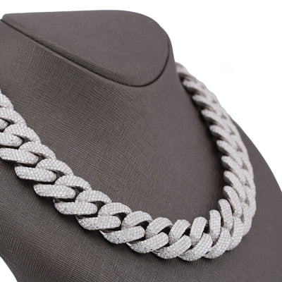 925 SS 20MM 76.45CT Cuban Link 447.2 Grams Lab Dimaond 22" Men Chain - Elite Jewelers-Necklaces