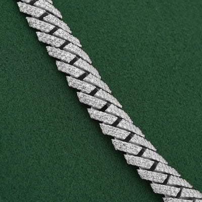 925 SS 22.85CT Lab Diamond 10MM Snake Cuban Link Chain 10MM 22" - Elite Jewelers-Necklaces
