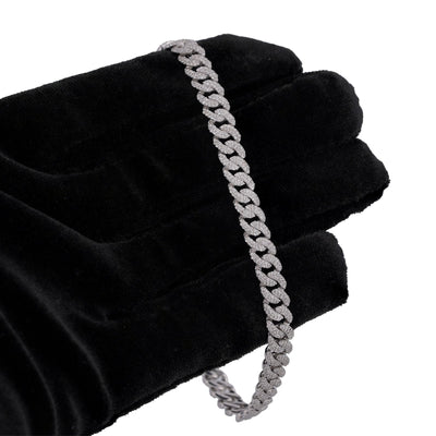 925 SS 2.625CT Natural Diamond Cuban Link 6MM 8" Men Women Bracelet - Elite Jewelers-Bracelets