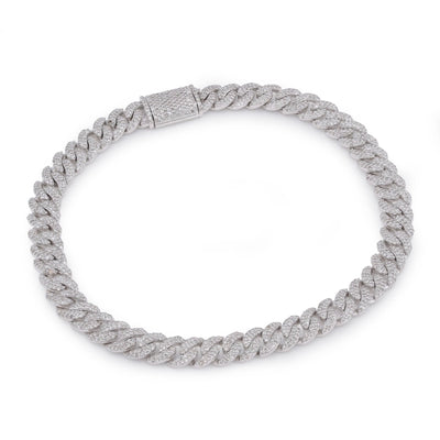 925 SS 2.625CT Natural Diamond Cuban Link 6MM 8" Men Women Bracelet - Elite Jewelers-Bracelets