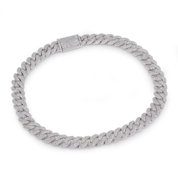 925 SS 2.625CT Natural Diamond Cuban Link 6MM 8" Men Women Bracelet - Elite Jewelers-Bracelets