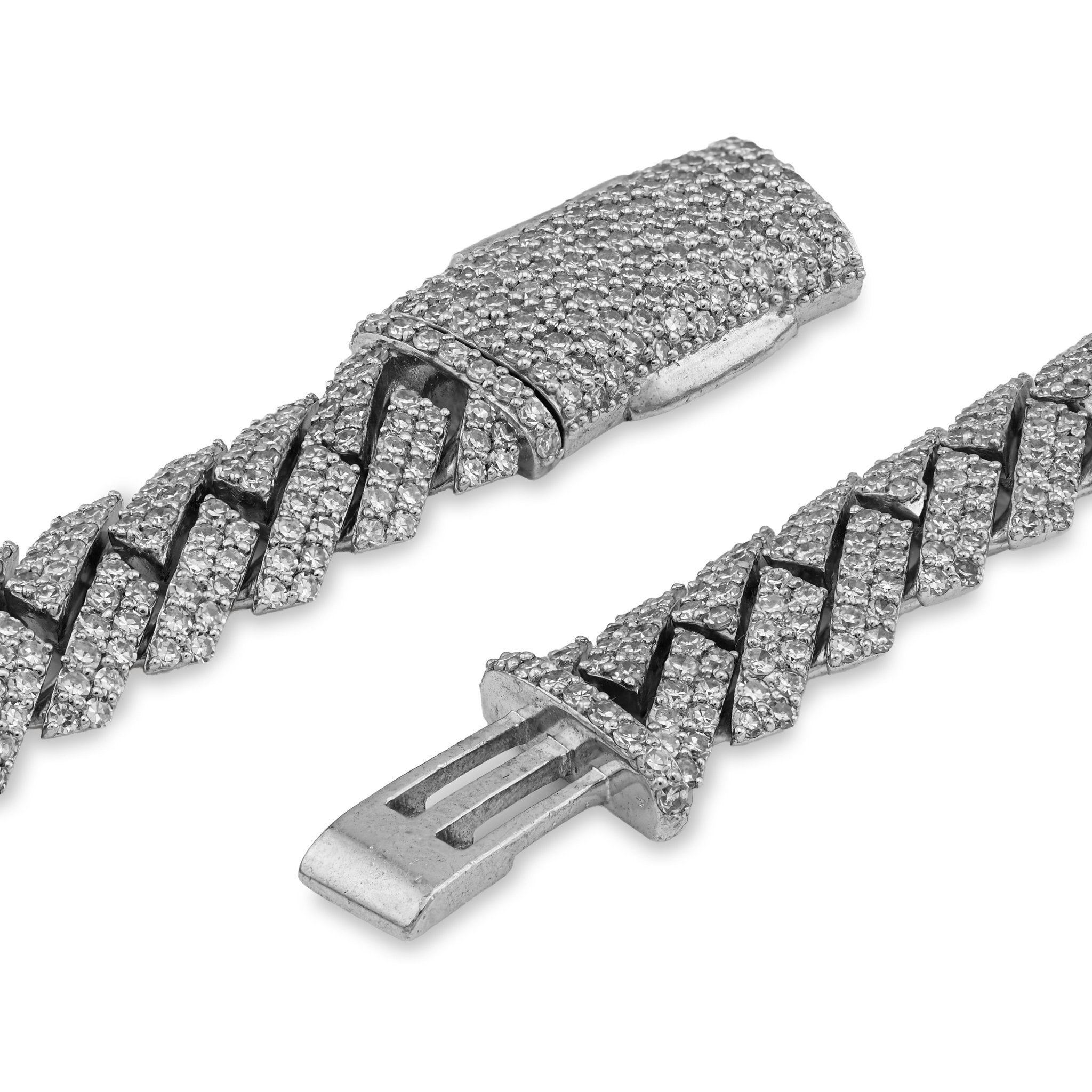 925 SS 26.45CT Lab Diamond 11MM Snake Cuban Link Men Chain 21" Necklace - Elite Jewelers - Necklaces