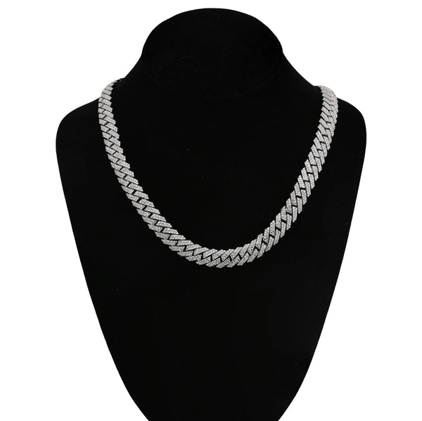 925 SS 26.45CT Lab Diamond 11MM Snake Cuban Link Men Chain 21" Necklace - Elite Jewelers - Necklaces