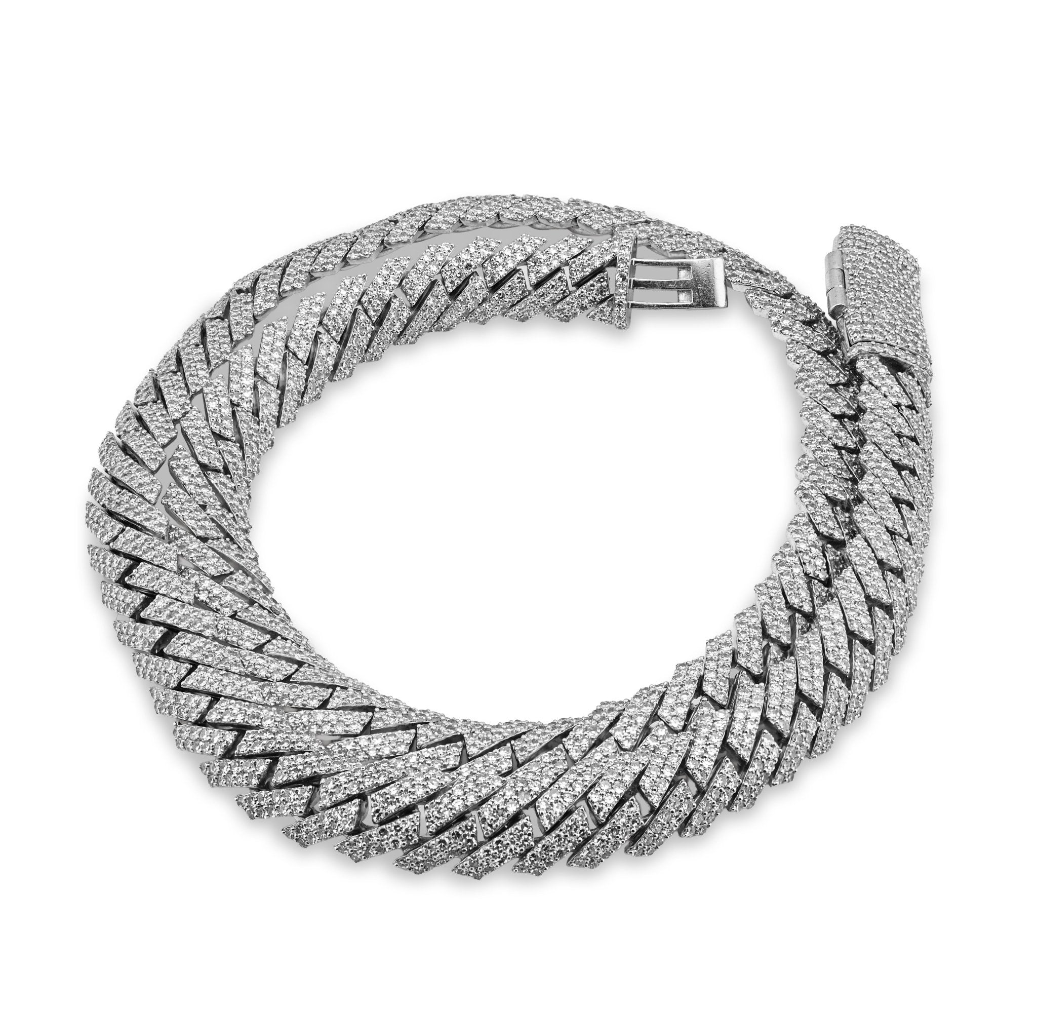 925 SS 26.45CT Lab Diamond 11MM Snake Cuban Link Men Chain 21" Necklace - Elite Jewelers - Necklaces