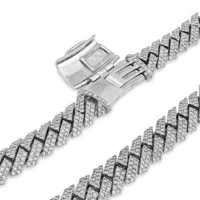 925 SS 26.45CT Lab Diamond 11MM Snake Cuban Link Men Chain 21" Necklace - Elite Jewelers - Necklaces
