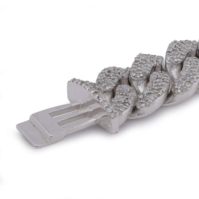 925 SS 3.625CT Natural Diamond 8MM Round Cuban Link Men Women 8" Bracelet - Elite Jewelers-Bracelets