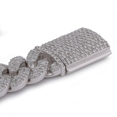 925 SS 3.625CT Natural Diamond 8MM Round Cuban Link Men Women 8" Bracelet - Elite Jewelers-Bracelets