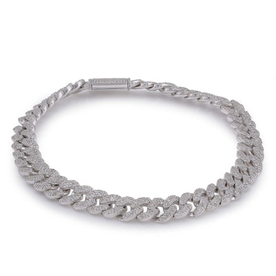 925 SS 3.625CT Natural Diamond 8MM Round Cuban Link Men Women 8" Bracelet - Elite Jewelers-Bracelets