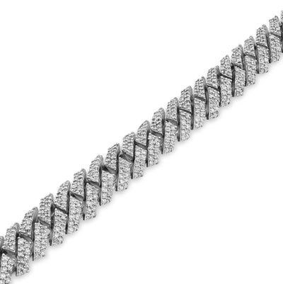 925 SS 3.83CT Snake Cuban Link 8.5MM Natural Diamond Men 8" Bracelet - Elite Jewelers - Bracelets