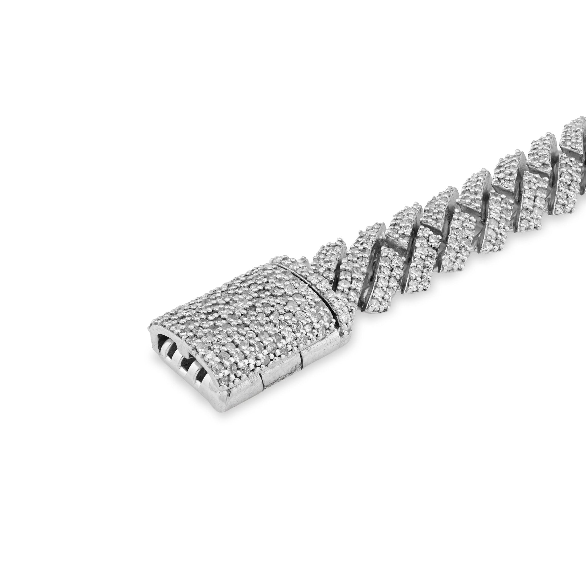 925 SS 3.83CT Snake Cuban Link 8.5MM Natural Diamond Men 8" Bracelet - Elite Jewelers - Bracelets