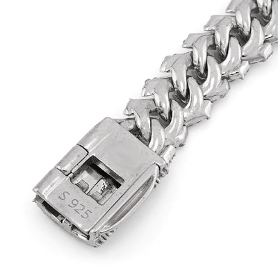 925 SS 4.28CT Natural Diamond Snake Cuban Link 8MM Mens 8" Bracelet 23.5g - Elite Jewelers - Bracelets
