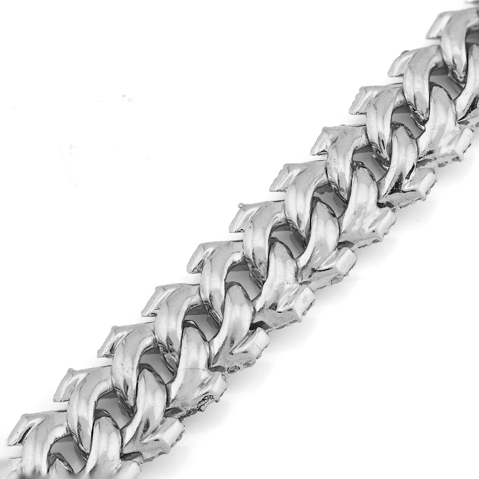 925 SS 4.28CT Natural Diamond Snake Cuban Link 8MM Mens 8" Bracelet 23.5g - Elite Jewelers - Bracelets
