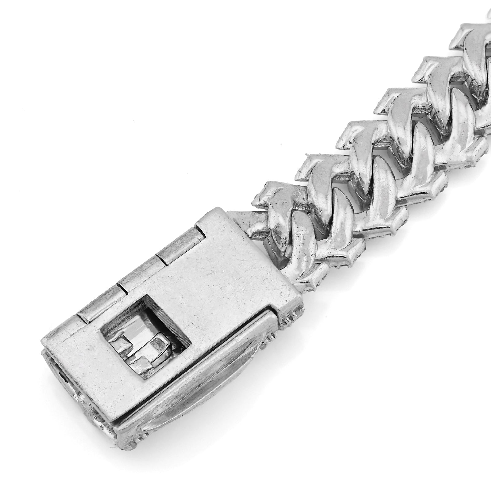 925 SS 4.2CT Natural Diamond Snake Cuban Link 8MM Mens 8" Bracelet 21.9g - Elite Jewelers - Bracelets