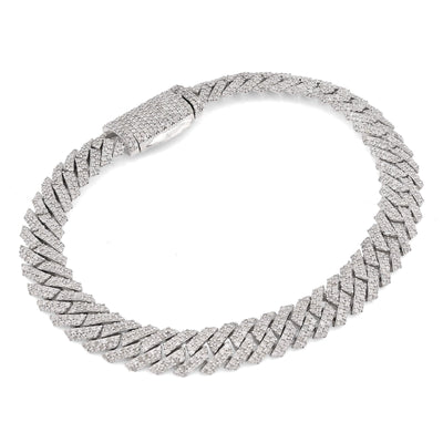 925 SS 4.2CT Natural Diamond Snake Cuban Link 8MM Mens 8" Bracelet 21.9g - Elite Jewelers - Bracelets