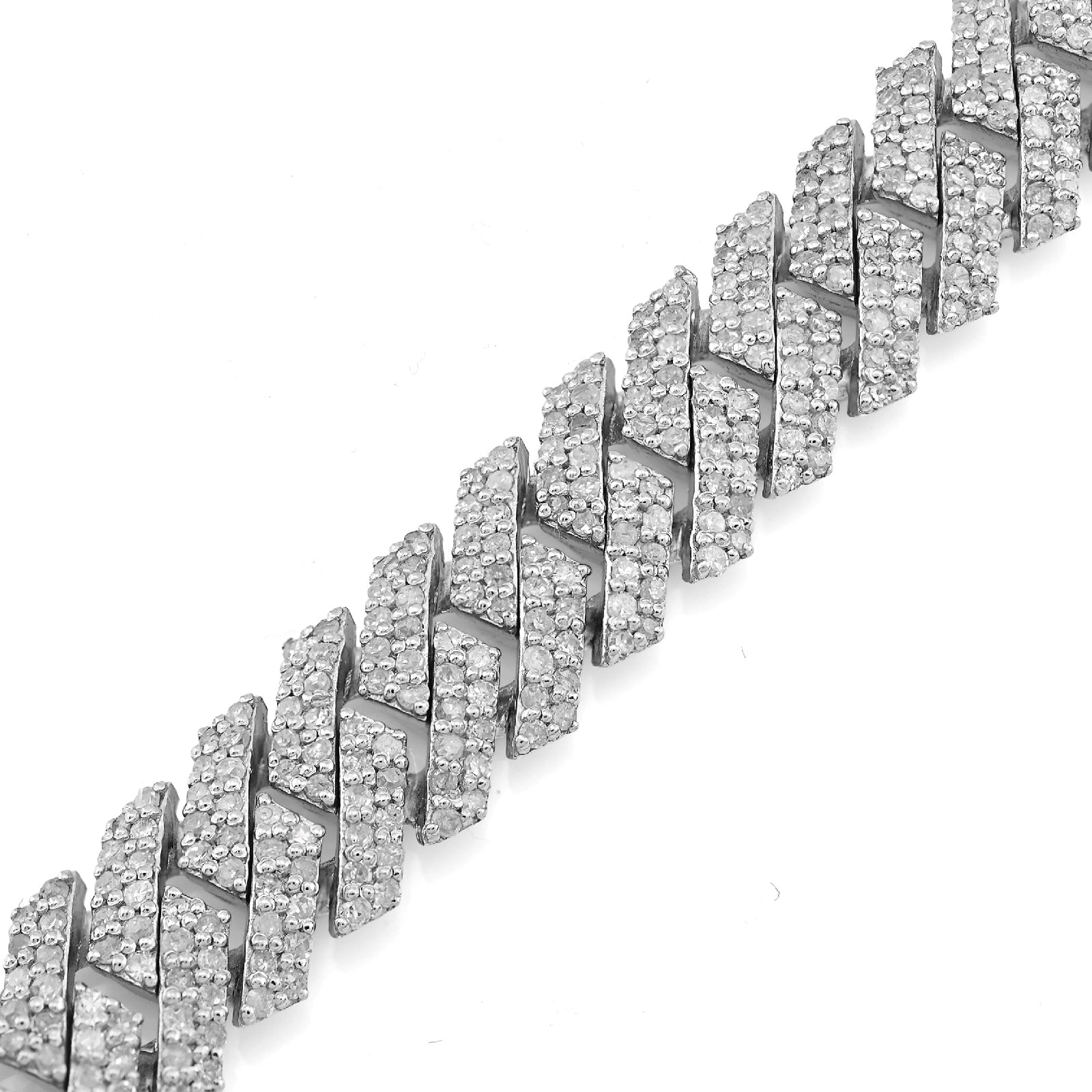 925 SS 4.2CT Natural Diamond Snake Cuban Link 8MM Mens 8" Bracelet 21.9g - Elite Jewelers - Bracelets