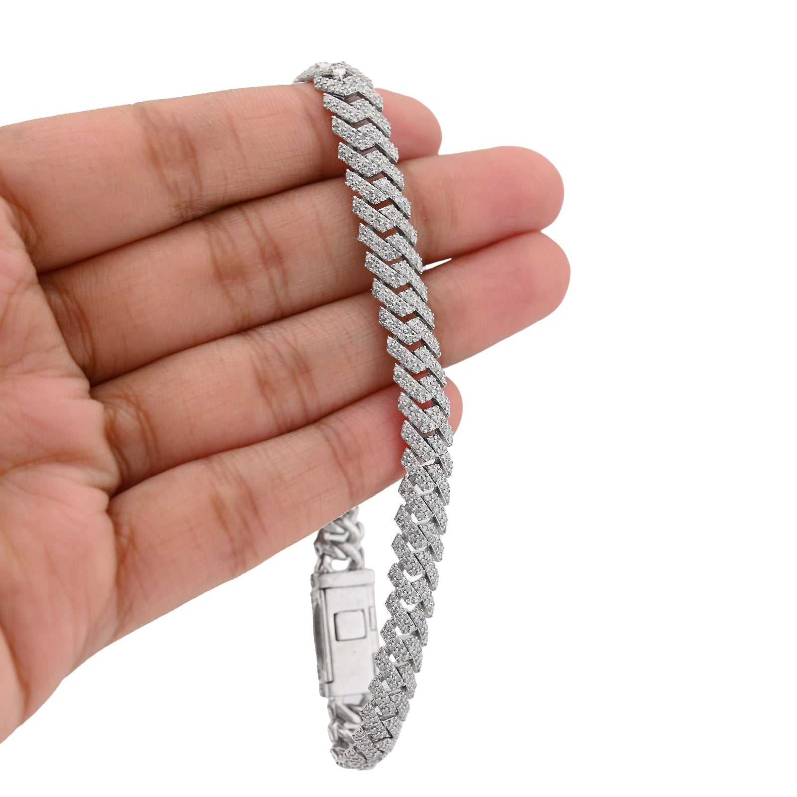 925 SS 4.2CT Natural Diamond Snake Cuban Link 8MM Mens 8" Bracelet 21.9g - Elite Jewelers - Bracelets
