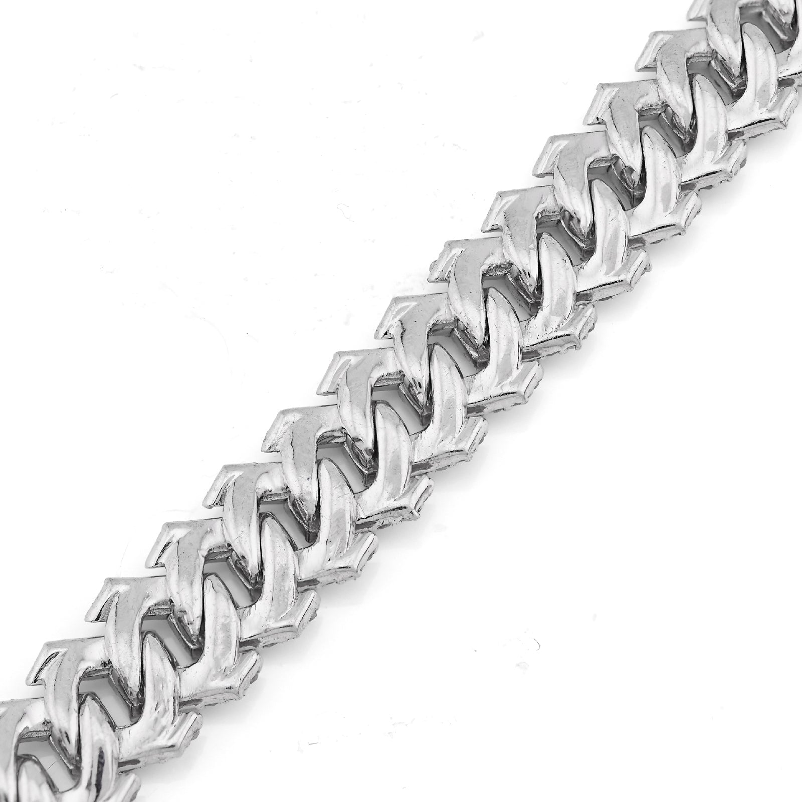925 SS 4.2CT Natural Diamond Snake Cuban Link 8MM Mens 8" Bracelet 21.9g - Elite Jewelers - Bracelets