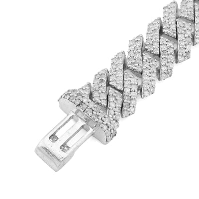 925 SS 4.2CT Natural Diamond Snake Cuban Link 8MM Mens 8" Bracelet 21.9g - Elite Jewelers - Bracelets