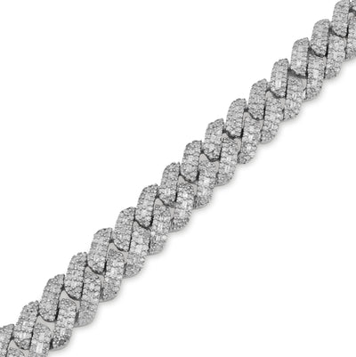 925 SS 4.6CT Natural Diamond Round/baguette 8MM Cuban link Bracelet 8" Men 21.1g - Elite Jewelers - Bracelets