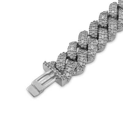 925 SS 4.6CT Natural Diamond Round/baguette 8MM Cuban link Bracelet 8" Men 21.1g - Elite Jewelers - Bracelets