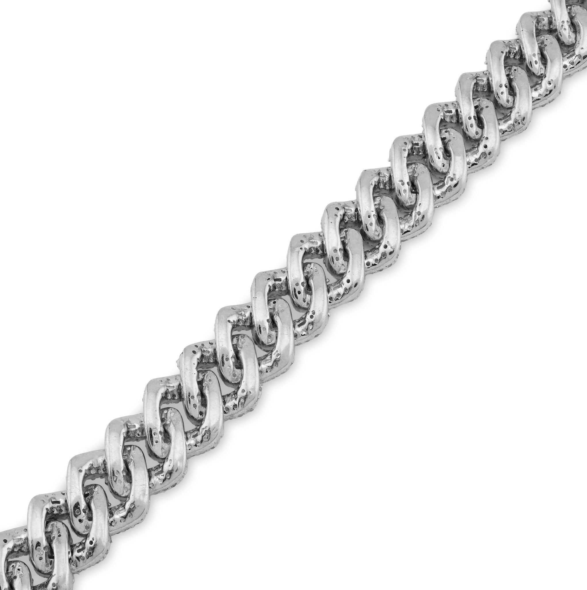 925 SS 4.6CT Natural Diamond Round/baguette 8MM Cuban link Bracelet 8" Men 21.1g - Elite Jewelers - Bracelets