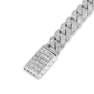 925 SS 4.6CT Natural Diamond Round/Baguette Round Cuban Link 8MM 8" Men Braclet 26.1g - Elite Jewelers - Bracelets