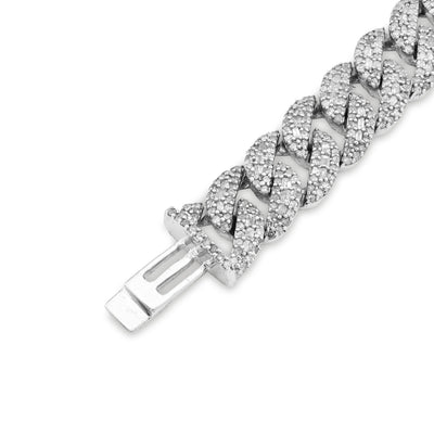 925 SS 4.6CT Natural Diamond Round/Baguette Round Cuban Link 8MM 8" Men Braclet 26.1g - Elite Jewelers - Bracelets