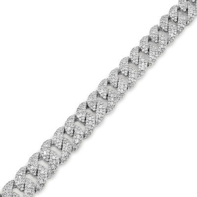 925 SS 4.6CT Natural Diamond Round/Baguette Round Cuban Link 8MM 8" Men Braclet 26.1g - Elite Jewelers - Bracelets