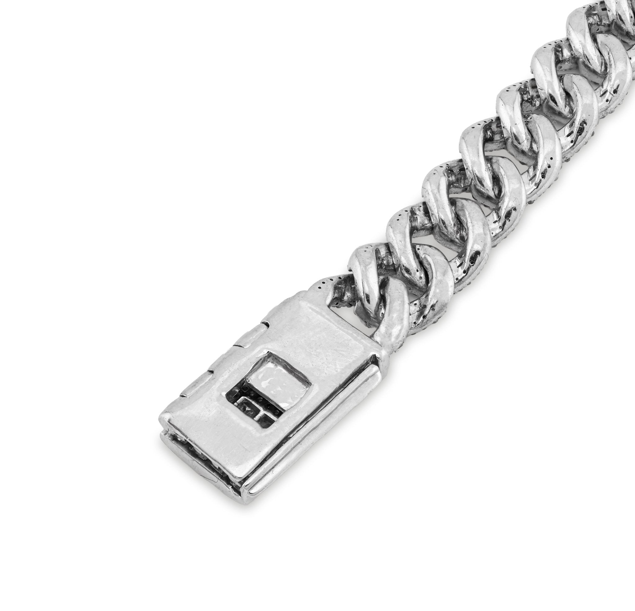 925 SS 4.6CT Natural Diamond Round/Baguette Round Cuban Link 8MM 8" Men Braclet 26.1g - Elite Jewelers - Bracelets