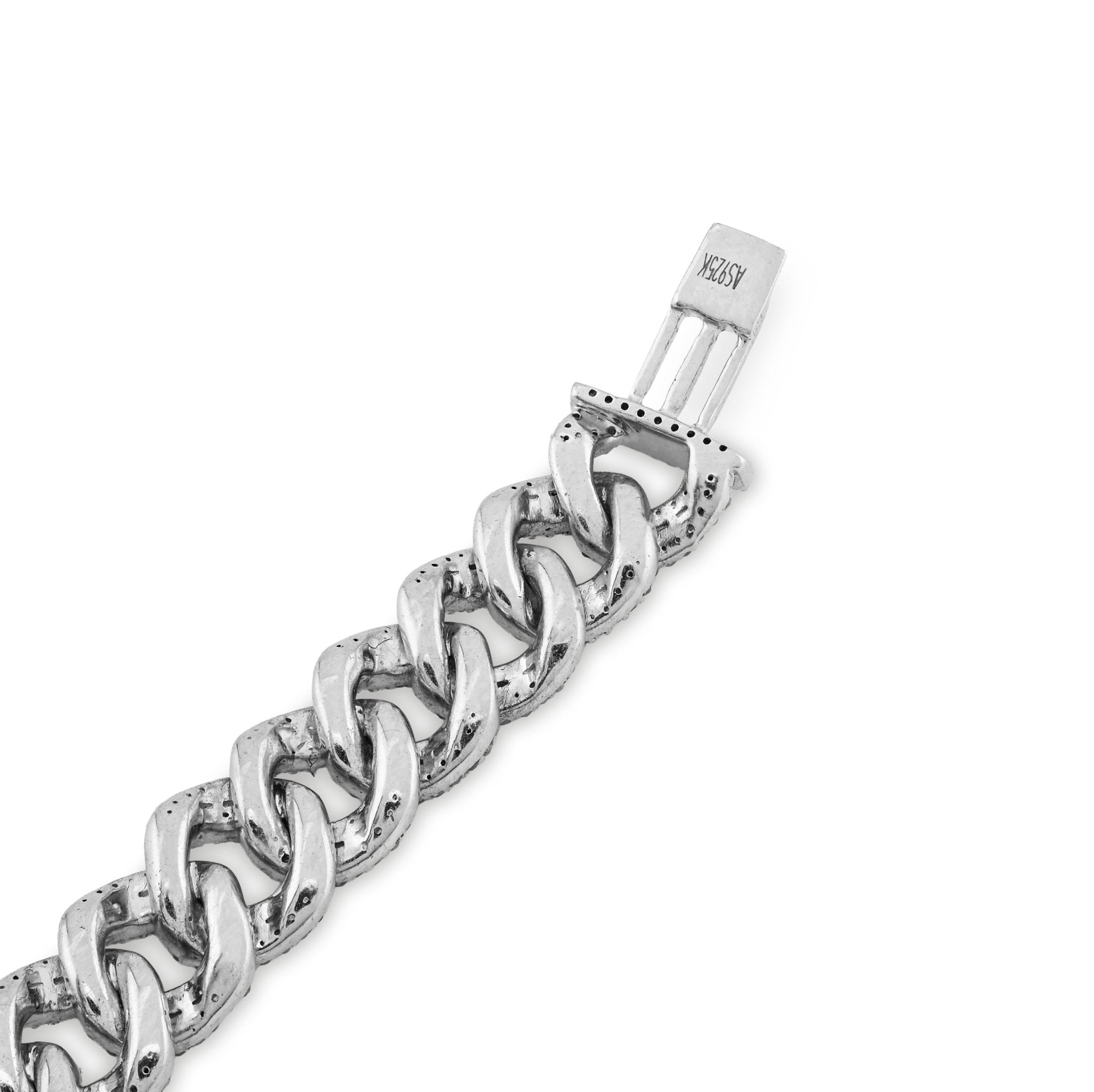 925 SS 4.6CT Natural Diamond Round/Baguette Round Cuban Link 8MM 8" Men Braclet 26.1g - Elite Jewelers - Bracelets
