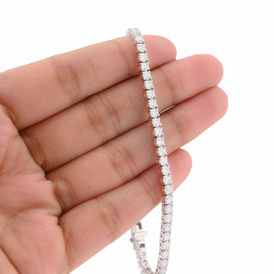 925 SS 5CT Lab Diamond 7.25" 8 pointer Round 3MM 8.8g Men Women Tennis Bracelet - Elite Jewelers - Bracelets