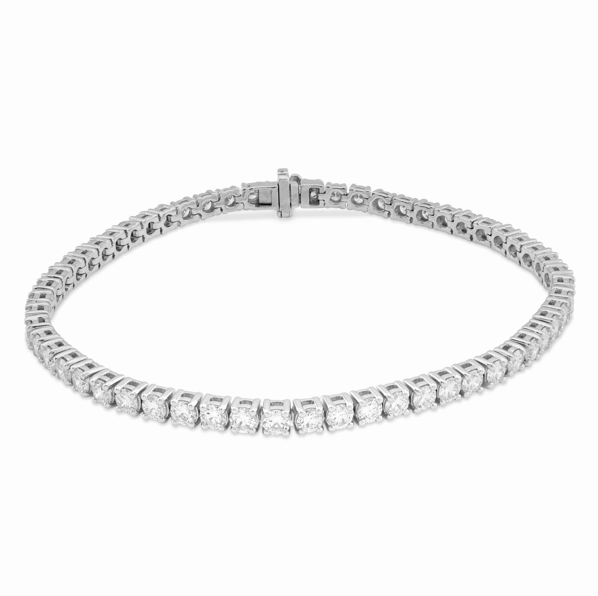 925 SS 5CT Lab Diamond 7.25" 8 pointer Round 3MM 8.8g Men Women Tennis Bracelet - Elite Jewelers - Bracelets