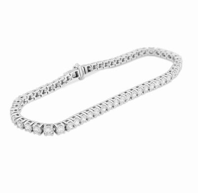 925 SS 5CT Lab Diamond 7.25" 8 pointer Round 3MM 8.8g Men Women Tennis Bracelet - Elite Jewelers - Bracelets