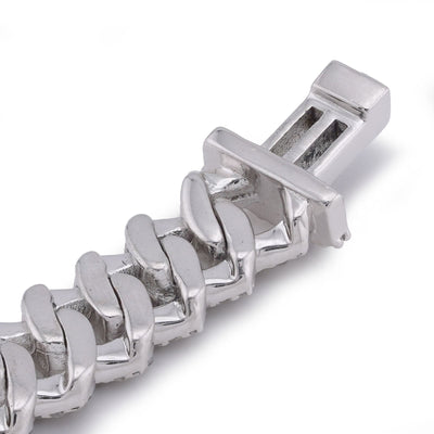 925 SS 5CT Natural Diamond 8MM Snake Cuban 8" Men Women Bracelet - Elite Jewelers-Bracelets