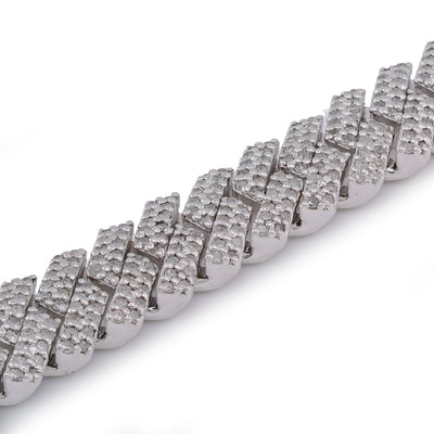 925 SS 5CT Natural Diamond 8MM Snake Cuban 8" Men Women Bracelet - Elite Jewelers-Bracelets