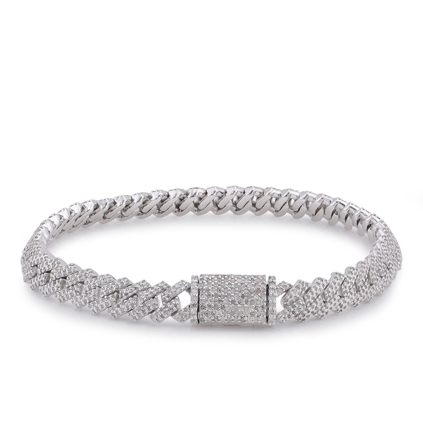 925 SS 5CT Natural Diamond 8MM Snake Cuban 8" Men Women Bracelet - Elite Jewelers-Bracelets