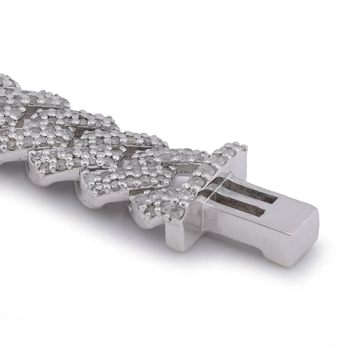 925 SS 5CT Natural Diamond 8MM Snake Cuban 8" Men Women Bracelet - Elite Jewelers-Bracelets