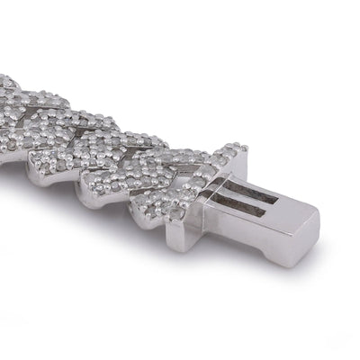 925 SS 5CT Natural Diamond 8MM Snake Cuban 8" Men Women Bracelet - Elite Jewelers-Bracelets