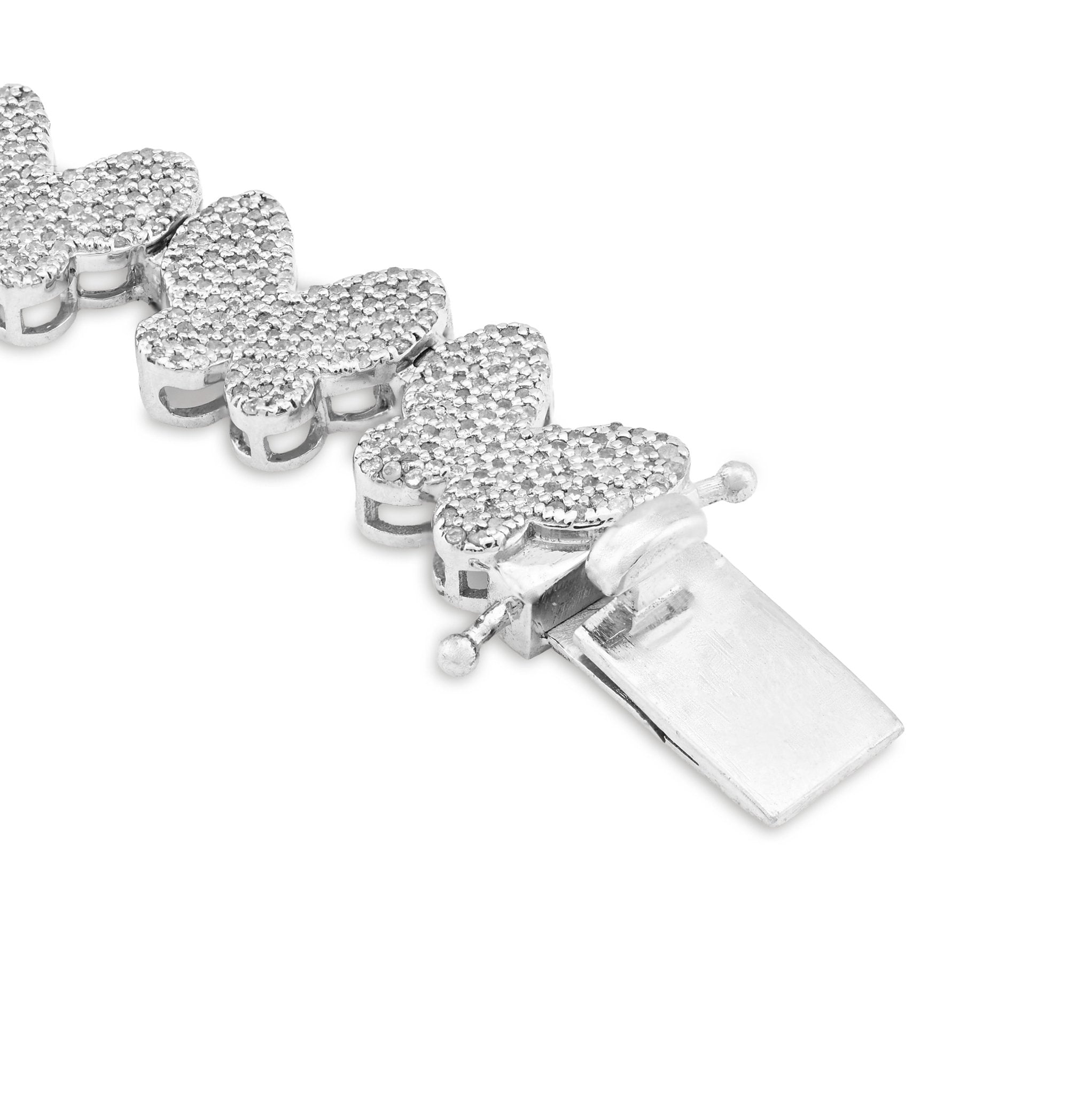 925 SS 5CT natural Diamond Butterfly link 9MM 8" Women Tennis Bracelet 17.2g - Elite Jewelers - Bracelets