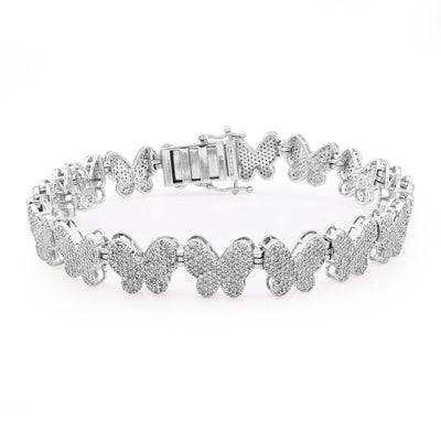 925 SS 5CT natural Diamond Butterfly link 9MM 8" Women Tennis Bracelet 17.2g - Elite Jewelers - Bracelets