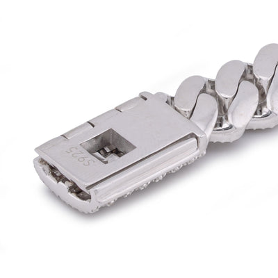 925 SS 6.25CT 10MM Baguette Natural Diamond Cuban Link 8" Men Bracelet - Elite Jewelers-Bracelets