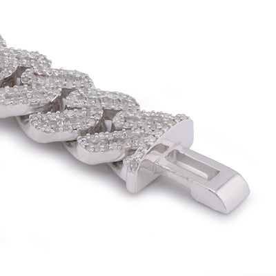 925 SS 6.25CT 10MM Baguette Natural Diamond Cuban Link 8" Men Bracelet - Elite Jewelers-Bracelets