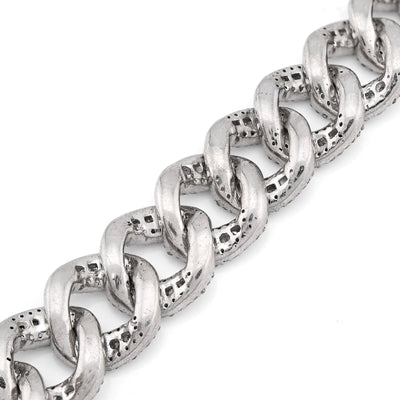 925 SS 6.4CT Natural Diamond Round/Baguette 11MM 8" Cuban Link Men Bracelet 35.6g - Elite Jewelers - Bracelets
