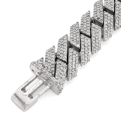 925 SS 7.23CT Natural Diamond Snake Cuban Link 12MM Mens 8" Bracelet 47.2g - Elite Jewelers - Bracelets