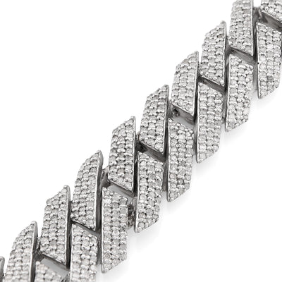 925 SS 7.23CT Natural Diamond Snake Cuban Link 12MM Mens 8" Bracelet 47.2g - Elite Jewelers - Bracelets