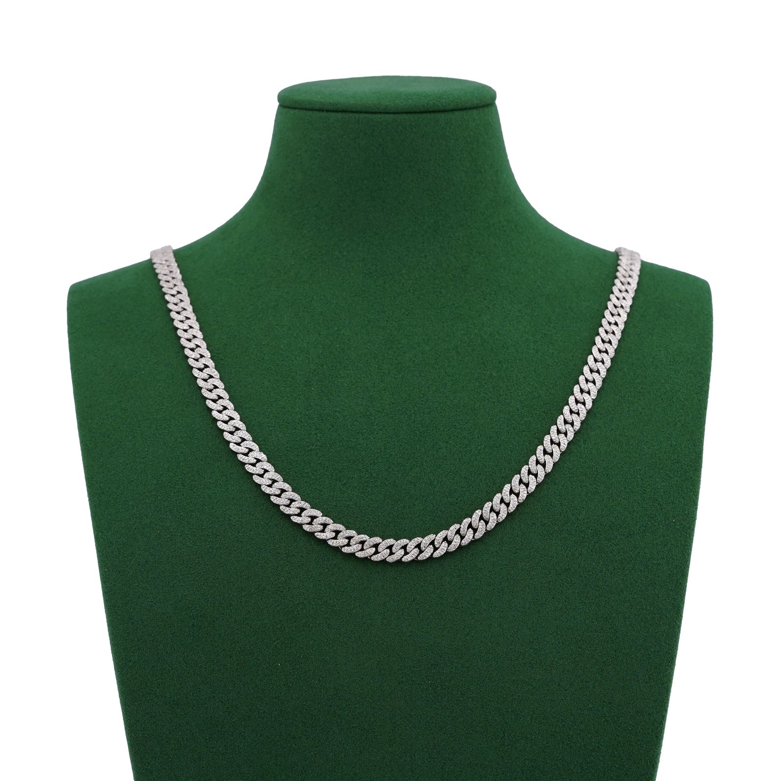 925 SS 8.10CT Natural Diamond 7MM Round Cuban Chain 22" Men Women Necklace - Elite Jewelers-Necklaces