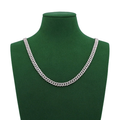 925 SS 8.10CT Natural Diamond 7MM Round Cuban Chain 22" Men Women Necklace - Elite Jewelers-Necklaces